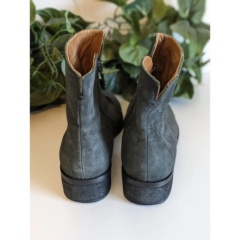 Joe's Ankle Boots Justice Leather Slouchy Boho Western Dark Gray Size 8.5